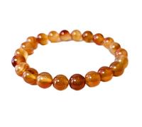 Pietra preziosa naturale di corniola da 8 mm | forma rotonda, pietra a taglio liscio | 7 pollici | gemma color arancione | braccialetto elastico energetico | braccialetto del coraggio | LSB_01180