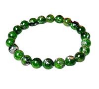 pietra preziosa naturale di diopside cromato da 10 mm | forma rotonda, pietra a taglio liscio | 7 pollici | gemma di colore verde | braccialetto elastico energetico | braccialetto curativo | LSB_01369