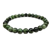 pietra preziosa naturale di diopside cromato da 6 mm | forma rotonda, pietra a taglio liscio | 7 pollici | gemma di colore verde | braccialetto elastico energetico | braccialetto curativo | LSB_01236