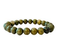 Pietra preziosa naturale di epidoto e pirite da 8 mm | forma rotonda, pietra a taglio liscio | 7 pollici | gemma di colore verde | braccialetto elastico energetico | braccialetto curativo | LSB_00688