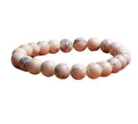 Pietra preziosa naturale di howlite da 8 mm | Forma rotonda, pietra dal taglio liscio | 7 pollici | Gemma di colore bianco | Bracciale elastico per la calma | Braccialetto della pazienza | LSB_00007