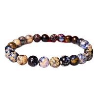 pietra preziosa naturale di opale blu nero da 8 mm | forma rotonda, pietra a taglio liscio | 7 pollici | gemma multicolore | braccialetto elastico energetico | braccialetto curativo | LSB_01503