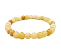 pietra preziosa naturale di opale giallo da 6 mm | forma rotonda, pietra a taglio liscio | 7 pollici | gemma di colore giallo | braccialetto elastico energetico | braccialetto curativo | LSB_01221
