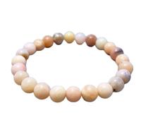 pietra preziosa naturale di opale rosa da 8 mm | forma rotonda, pietra a taglio liscio | 7 pollici | gemma multicolore | braccialetto elastico energetico | braccialetto curativo | LSB_02157