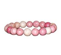 pietra preziosa naturale di rodocrosite da 10 mm | forma rotonda, pietra a taglio liscio | 7 pollici | gemma di colore rosa | braccialetto elastico energetico | braccialetto curativo | LSB_02201