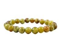Pietra preziosa naturale di serpentino verde da 8 mm | forma rotonda, pietra a taglio liscio | 7 pollici | gemma di colore verde | braccialetto elastico energetico | braccialetto curativo | LSB_01154