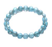 pietra preziosa naturale di topazio blu da 8 mm | forma rotonda, pietra a taglio liscio | 7 pollici | gemma di colore blu | braccialetto elastico energetico | braccialetto curativo | LSB_00717