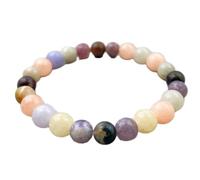 pietra preziosa naturale di tormalina e morganite da 8 mm | forma rotonda, pietra a taglio liscio | 7 pollici | gemma multicolore | braccialetto elastico energetico | gioielli fatti a mano | LSB_01904