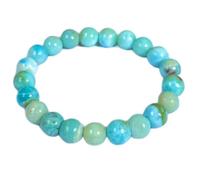 pietra preziosa naturale larimar 11 mm | forma rotonda, pietra a taglio liscio | 7 pollici | gemma di colore blu | braccialetto elastico energetico | braccialetto curativo | LSB_01314