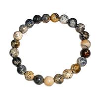 pietra preziosa naturale opale dendritica 8 mm | forma rotonda, pietra a taglio liscio | 7 pollici | gemma multicolore | braccialetto elastico energetico | braccialetto curativo | LSB_00194