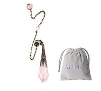 Pietra preziosa Naturale Pendolo di Cristallo di Quarzo Rosa 12 Ciondolo di Chakra di guarigione Terapia Facted per rabdomanzia Divinazione Reiki bilanciato con Catena