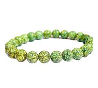 Pietra preziosa naturale serpentina russa da 8 mm | forma rotonda, pietra a taglio liscio | 7 pollici | gemma di colore verde | braccialetto elastico energetico | braccialetto curativo | LSB_01334
