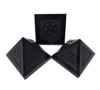 Pietra preziosa piramide agata nera (circa 5 cm, 150 g) incisione laser 5 elementi della vita fuoco acqua terra aria spirito | protezione fortuna energia esoterismo meditazione magia