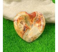Pietra preziosa tascabile in a forma di cuore da 40 mm, per terapia energetica, Reiki, massaggio curativo, quarzo, meditazione, spirituale, scaglia per il pollice - agata gialla pazza - 40 mm