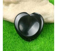 Pietra preziosa tascabile spirituale per il pollice, scaglia di a forma di cuore da 40 mm, per terapia energetica, Reiki, massaggio curativo, quarzo, meditazione - ossidiana nera - 40 mm