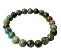 pietra preziosa turchese africana naturale da 8 mm | forma rotonda, pietra a taglio liscio | 7 pollici | gemma di colore verde | braccialetto elastico energetico | braccialetto curativo | LSB_00678