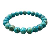 pietra preziosa turchese africana naturale da 8 mm | forma rotonda, pietra a taglio liscio | 7 pollici | gemma di colore blu | braccialetto elastico energetico | braccialetto curativo | LSB_01643