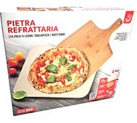 Pietra Refrattaria per pizza con Pala in Legno Taglia pizza e ricettario Set