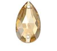 PIETRE A GOCCIA CHAMPAGNE ORO GOCCE CRISTALLO STRASS GOLDEN SHADOW CUCITO TEARDROP DOPPIO FORO x Abito Danza Pattinaggio Wedding Brillabenny (20, 13mm x 22mm)