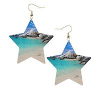 Pietre Blu Mare Oceano Alba Montagna Orecchini in pelle a forma di stella Accessori alla moda leggeri Festival Feste Vita quotidiana, One Size, Pelle, Non pietra preziosa