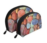 Pietre colorate stampate, Borsa per trucco a conchiglia Portamonete da donna Borsa da toilette piccola Borsa per cosmetici 2 pezzi