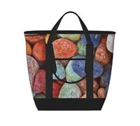 Pietre colorate stampate,Borsa porta pranzo grande capacità isolata per donne e uomini, lavoro, picnic, viaggi