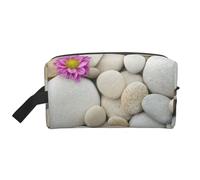 Pietre con stampa di garofani rosa, organizer per cosmetici di grande capacità, borsa da viaggio per il trucco da donna