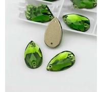 Pietre da cucire in K9 multi-colore a forma di pera, con retro piatto, per decorazioni fai da te su indumenti, verde felce, 11x18 mm, 72 pezzi