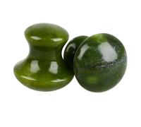Pietre da Massaggio a Fungo per Viso, Jade Verde, 2 Pezzi | Strumento per Terapia, Portatile, Sollievo da Tensione, per Amici e Famiglia, Uso Ovunque