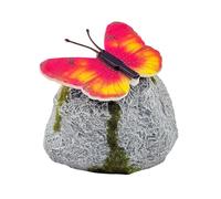 Pietre decorative per esterni, a LED, a energia solare, a forma di farfalla, paesaggio artificiale, pietre decorative da giardino, per prato, interni, esterni, laghetti, cortili, sentieri e terrazze