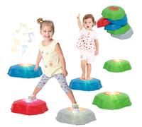 Pietre di Bilanciamento per Bambini con Luci e Musica, 6 Pezzi, Pietre di Equilibrio da Giardino Impilabili Antiscivolo, Percorsi Psicomotricità Ostacoli Bambini, Promuove l'equilibrio e Coordinazione