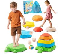 Pietre di bilanciamento per bambini - Pietre antiscivolo e resistenti di alta qualità promuovono l'equilibrio, la coordinazione e le capacità motorie dei bambini, interni ed esterni, certificate CE |