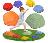 Pietre di bilanciamento per bambini - promuove l'equilibrio, l'equilibrio e la coordinazione - Set da 6 pezzi per interni ed esterni - ottimo gioco di movimento & motorie - pietre impilabili - pietre