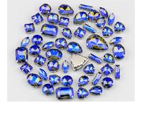 Pietre di cristallo colorate da cucire con retro piatto multiforme e dimensioni miste for la decorazione abiti sposa(Black Diamond Ab,30Pcs)