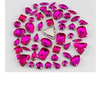 Pietre di cristallo colorate da cucire con retro piatto multiforme e dimensioni miste for la decorazione abiti sposa(Rose,30Pcs)