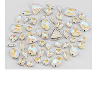 Pietre di cristallo colorate da cucire con retro piatto multiforme e dimensioni miste for la decorazione abiti sposa(Mocha White,60Pcs)
