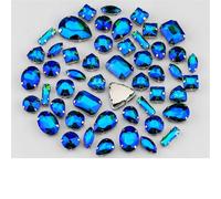 Pietre di cristallo colorate da cucire con retro piatto multiforme e dimensioni miste for la decorazione abiti sposa(Emerald Ab,60Pcs)