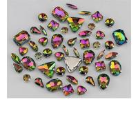 Pietre di cristallo colorate da cucire con retro piatto multiforme e dimensioni miste for la decorazione abiti sposa(Virrail Medium,60Pcs)