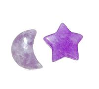 Pietre di cristallo naturale a mezzaluna e stella - Ciondoli lucidati per artigianato, assortimento multicolore, senza fori (lepidolite)