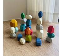 Pietre di legno per smistamento e impilamento, giocattolo sensoriale per bambini piccoli, giocattolo educativo Montessori, gioco di blocchi da costruzione, adatto per bambini e bambine dai 3 ai 6 anni