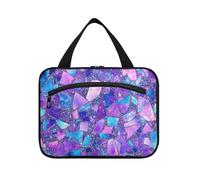 Pietre di marmo viola blu Hanging Makeup Bag per le donne con gancio, kit da barba multifunzionale di design Borse per gli uomini per gli accessori per le donne Camping cartera para maquillaje L