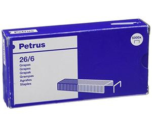 Pietre di Petrus, 30 fogli, Lunghezza 6 mm, 5000 graffette, Modello 26/6, 55712