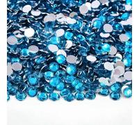 Pietre di strass in resina con retro piatto da 2 mm, 3,0 mm, 4,0 mm, 5 mm e 6 mm, rotonde, non termoadesive, per decorazioni fai da te, bicchieri, scarpe - Blu Capri - 5 mm, 1500 pezzi
