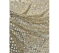 Pietre dorate con decorazioni in cristallo di processo pesante per la serie di abiti da festa, pizzo a rete elastico ricamato, tessuto di altissima qualità per la festa