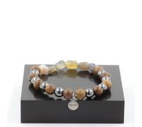 Braccialetto Agata Del Botswana + Perle Ematite + Legno 8 Mm. Fatto IN Francia