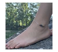 Pietre E Minerali. Bracciale Alla Caviglia 1 Perla Obsidiana Fiocco Di Neve +