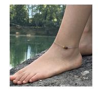 Pietre E Minerali. Bracciale Alla Caviglia 2 Perle Mookaite D'Australia Catena