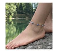 Pietre E Minerali. Bracciale Alla Caviglia 5 Perle Di Giada Blu Del Sudafrica