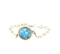 Pietre E Minerali. Bracciale Apatite Blu Neon Grezzo Modello Medaglione 25 Mm.