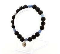 Pietre E Minerali. Bracciale Di Cianite Blu Del Brasile + Perle Di Lava 8 Mm.